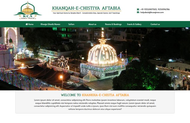 Khanqah-E-Chistiya Aftabia Ajmer website homepage and visitor information preview